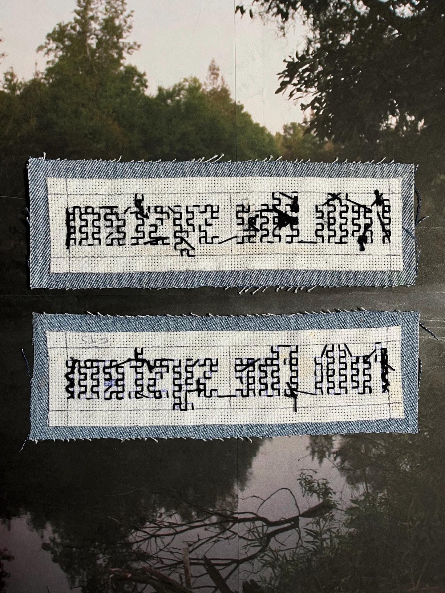 Folk The System Patch / Cross Stitched / Upcycled / Raw Edge / Sew On