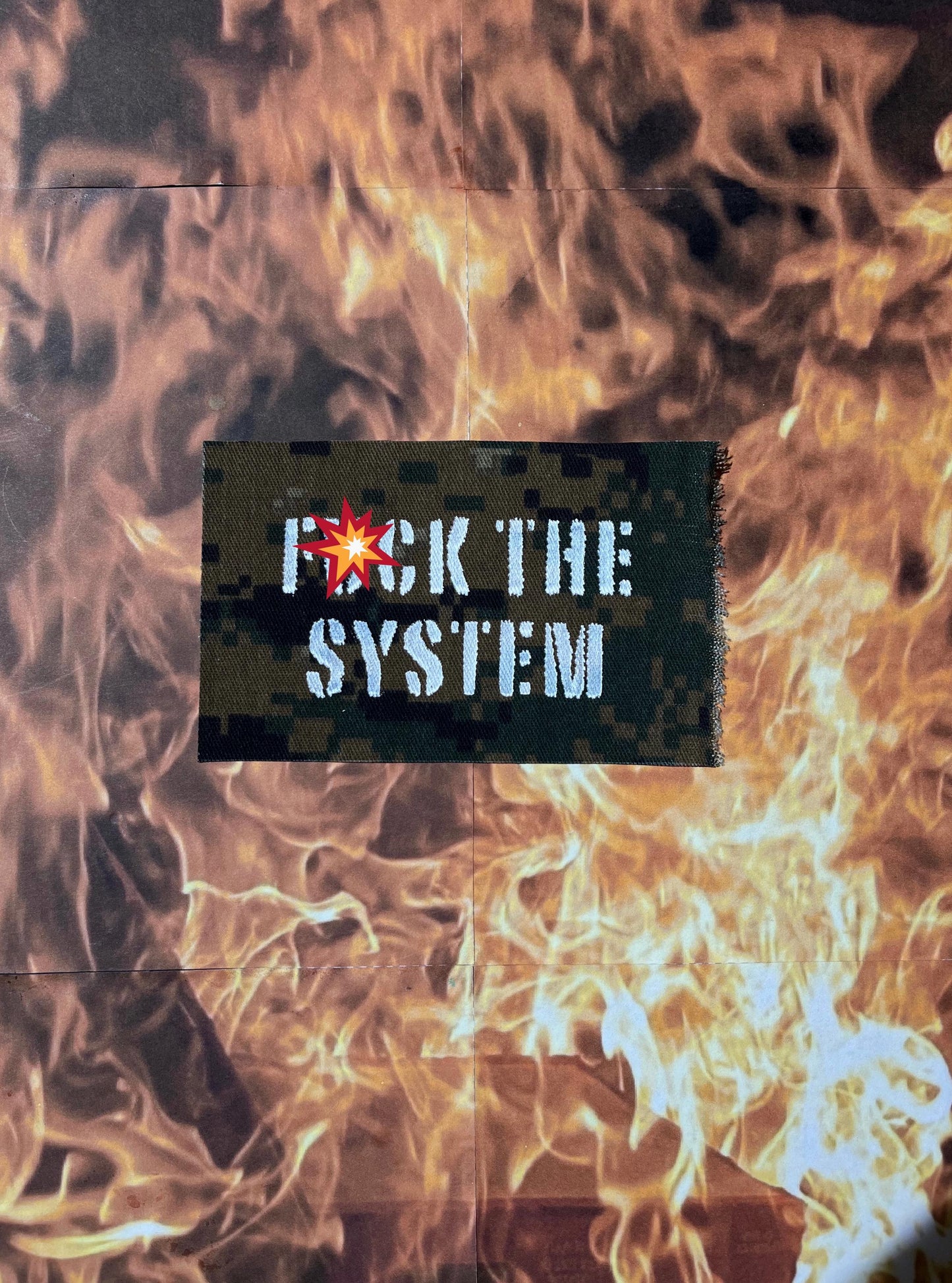 F*ck The System Patch / Digital Camo / Raw Edge / Sew On