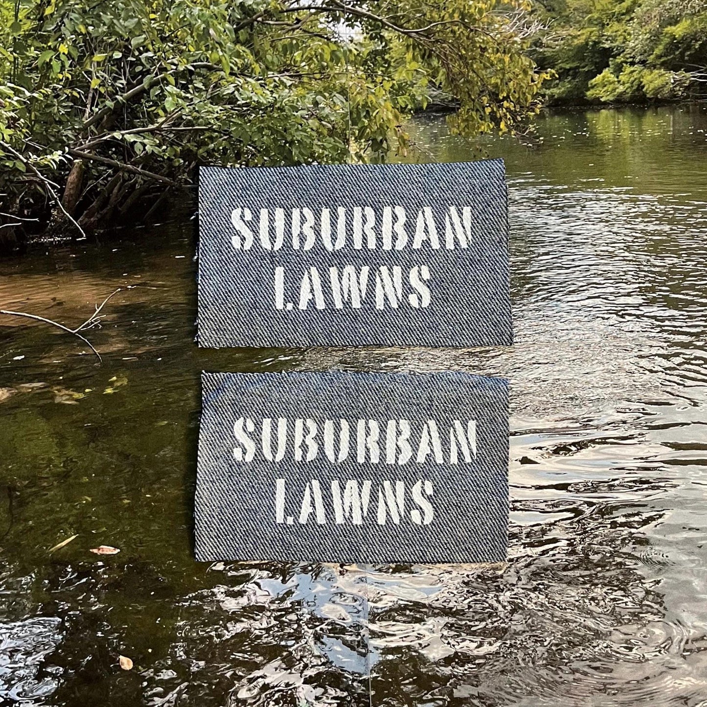 Suburban Lawns Patch, Denim / Raw Edge / Sew On