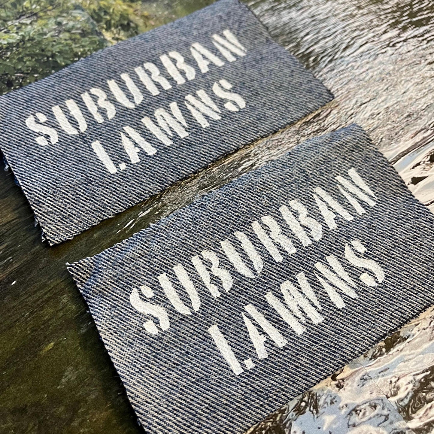 Suburban Lawns Patch, Denim / Raw Edge / Sew On