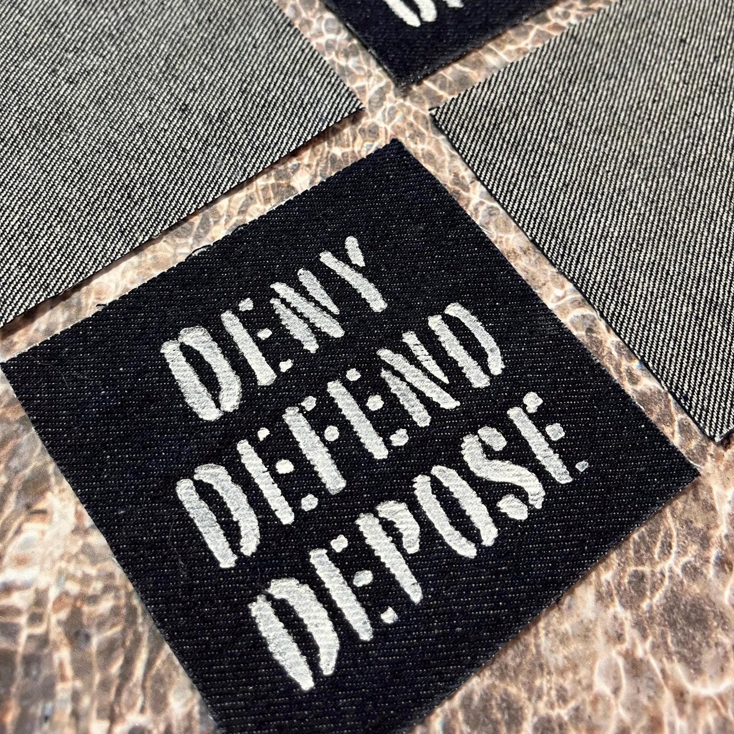 Deny Defend Depose Patch / Dark Denim / Raw Edge / Sew On