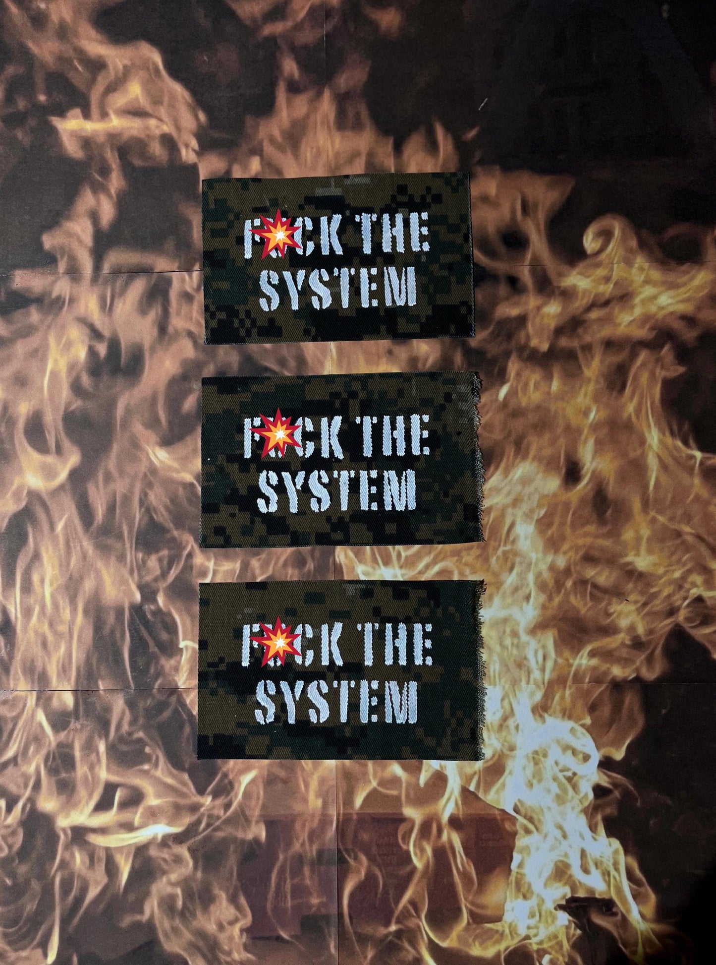 F*ck The System Patch / Digital Camo / Raw Edge / Sew On
