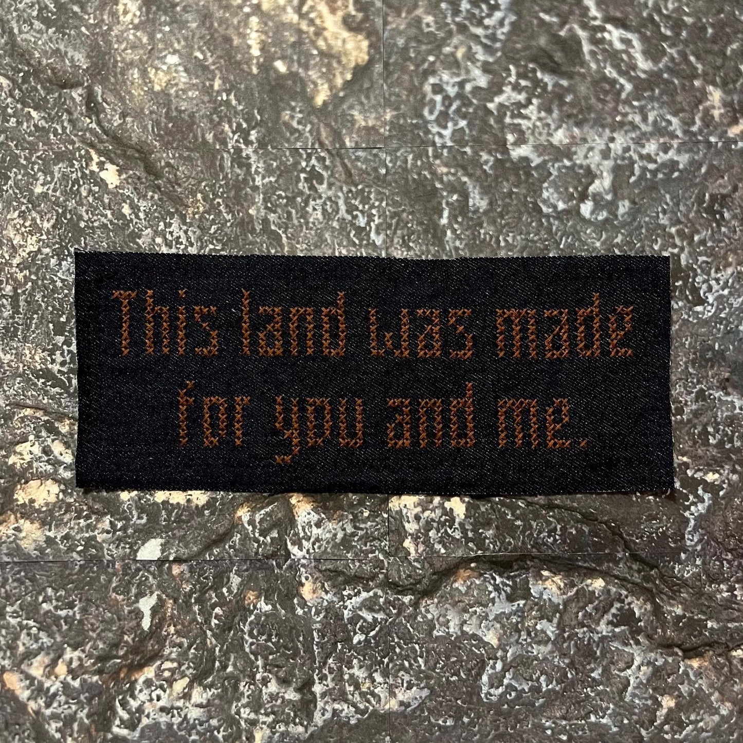 Woody Guthrie This Land Is Your Land / Cross Stitched Patch / Raw Edge / Sew On