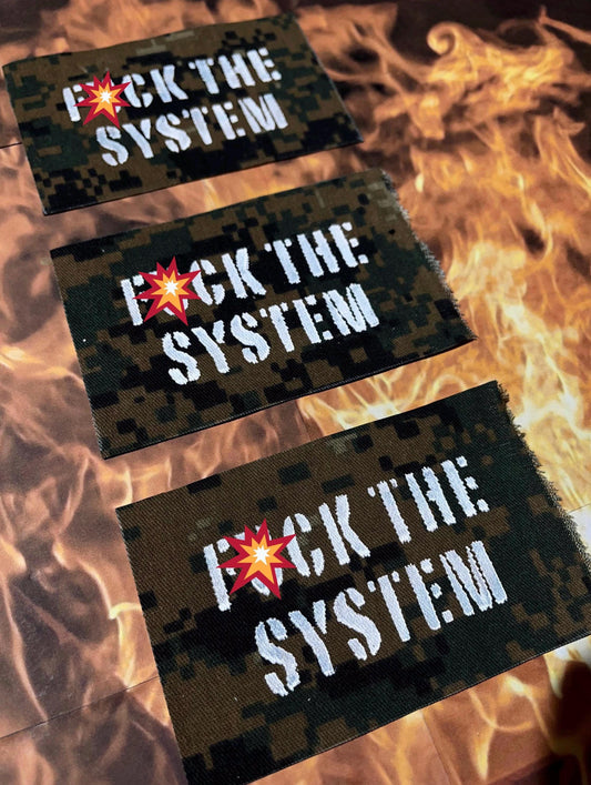 F*ck The System Patch / Digital Camo / Raw Edge / Sew On