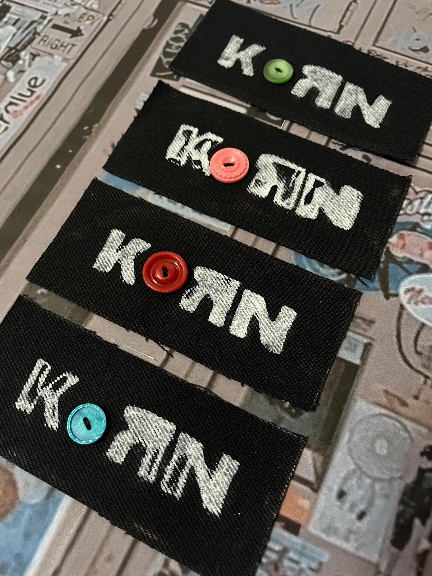 Korn Button Patch / Raw Edge / Sew On